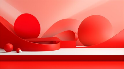 Abstract Red Geometric Shapes. Modern Product Presentation Background