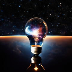 Reflection of space in a light bulb.