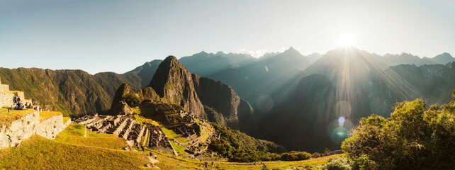 Machu Picchu old Inca ruins at sunrise in Peru