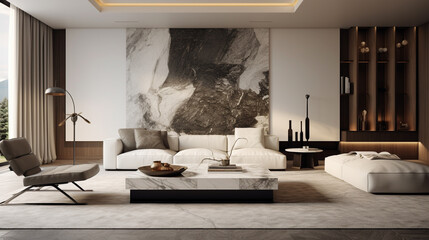 HD image capturing the essence of modern interior design in an apartment's living room, with sleek furniture, subtle textures, and an overall sense of elegance.