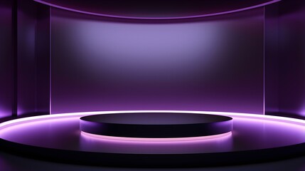 Elegant Studio Background in dark purple Colors. Modern Podium for Product Presentation