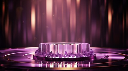 Crystal podium diamond 3d background display glass jewelry product render blue platform. Podium ice...