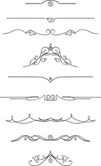 Fototapeta premium black and white set of delimiters for text, dividers