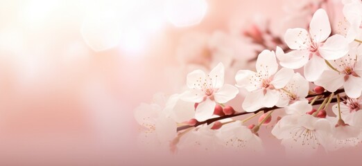 white spring background with cherry blossoms