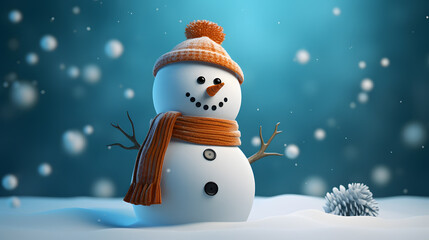 Fototapeta premium Cartoon 3D character of snowman on white background
