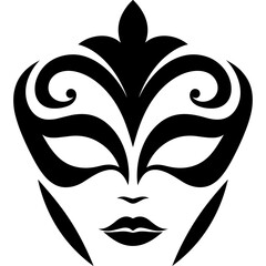 venetian mask for carnival masquerade black vector logo - obrazy, fototapety, plakaty