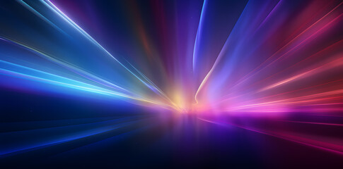 Abstract Speed light trails effect, fast moving neon futuristic technology background