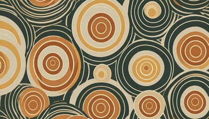 Fototapeta na wymiar 70s retro groove pattern with circles vintage geometrical pattern