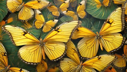 beautiful background of tropical yellow butterflies