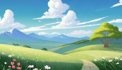 anime style countryside scenery