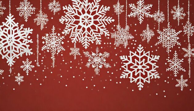 abstract christmas snowflakes on red background