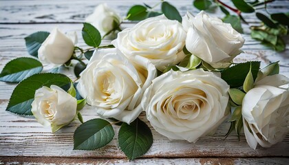 white roses on