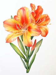 Vibrant Clivia Flower Watercolor Painting AI Generated