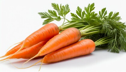 carrot vegetable with leaves on white background cutout