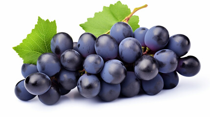 Flying blue grapes isolated on white background. Bunch of falling berries. generative ai - obrazy, fototapety, plakaty