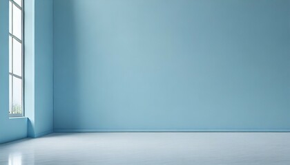 universal minimalistic blue background for presentation a light blue wall in the interior with beautiful built in lighting and a smooth floor - obrazy, fototapety, plakaty