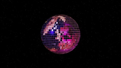 3d light neon disco ball planet. Isolated black for music broadcast TV, night clubs, music videos. Vj retro y2k background.  