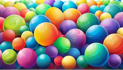 Fototapeta na wymiar many rainbow gradient random bright soft balls background colorful balls background for kids zone or children s playroom huge pile of colorful balls in different sizes vector background