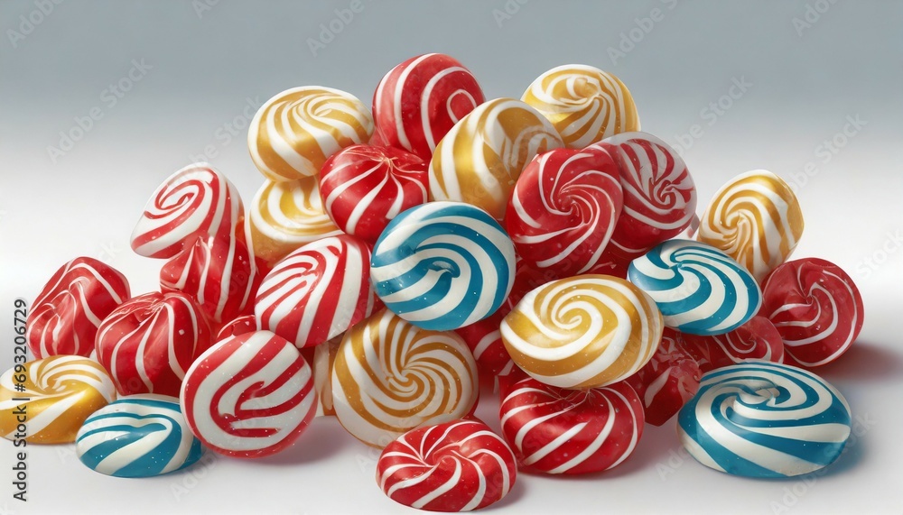 Canvas Prints candies composition of different colored sweet high quality realistic and white clear background generative ai