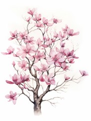 An Artistic Watercolor of a Blooming Dogwood Tree AI Generated