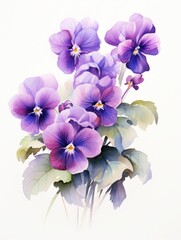 Impressionistic Watercolor of African Violets in a Garden AI Generated