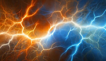 Naklejka premium hot orange and cold blue electrical lightning background