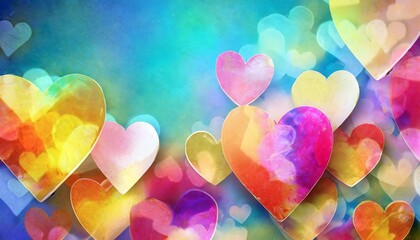 bright background with hearts with space for text multi colored image with free copy space concept...