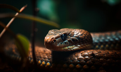 A Mesmerizing Close-Up of a Snake Coiled on a Branch