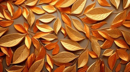  a close up of a bunch of leaves on a sheet of paper with gold colored leaves on the bottom of the image and the bottom half of the image of the leaves.