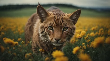 Deurstickers lynx in the forest © Shafiq
