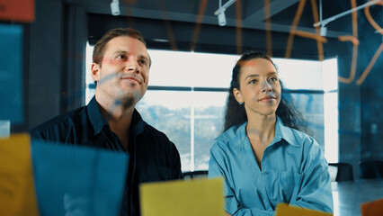 Professional business people discuss about creative marketing idea in modern office. Business team...