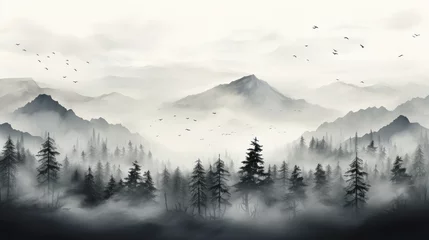 Rollo monochrom foggy and minimalistic landscape. Generative AI © Sascha
