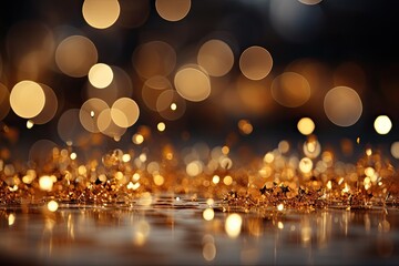 golden festive sparkling bokeh background - Powered by Adobe