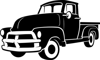 Classic Vintage Trucks 1950s, Combustion Engine Vehicle Silhouette