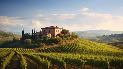 Tuscan Vineyard at Golden Hour