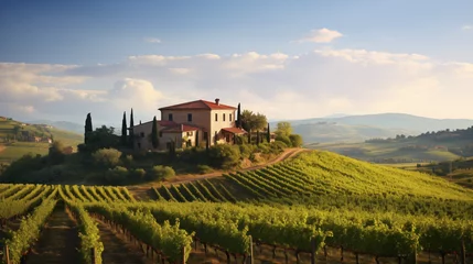 Fototapeten Tuscan Vineyard at Golden Hour © LAJT