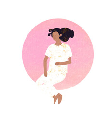 Sleeping young women on colorful background, hand drawn illustration