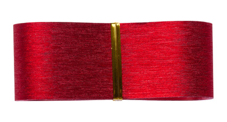 Twisted red ribbon on white isolated background