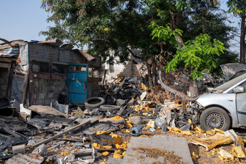 une zone urbaine totalement dévastée à Dakar au Sénégal en Afrique occidentale