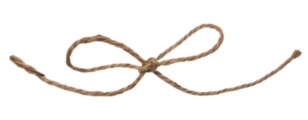 Knotted brown jute rope bow, wrapping material