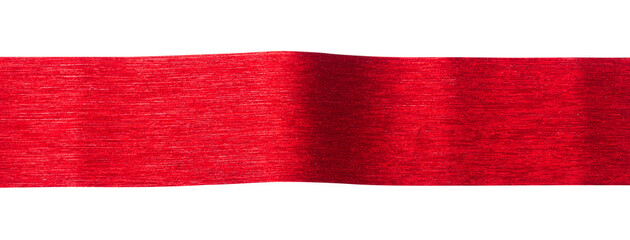 Red shiny ribbon on white isolated background