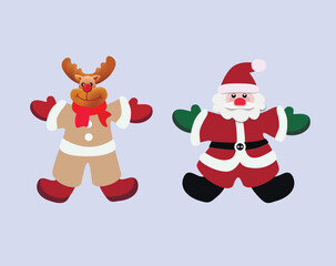 Santa Claus and deer in costumes