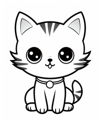 cartoon cat, coloring page for kids