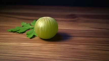 Indian gooseberry on a wooden floor. generative ai
