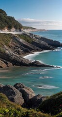 Fototapeta na wymiar view of the coast of the sea landscape, beach photography