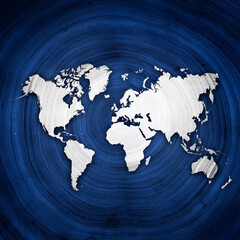 World map global impact with textured background showing deep blue oceans and energy