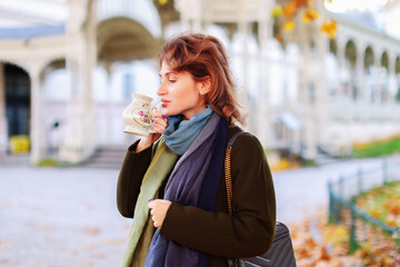 girl in Karlovy Vary drink mineral water