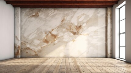 Beautiful entirior background for presentation marble wall and wooden floor