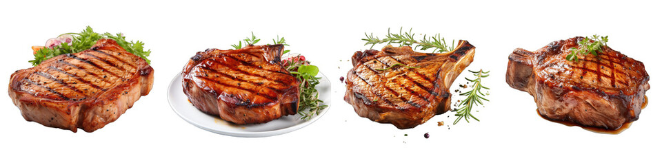 Grilled Pork Chop Hyperrealistic Highly Detailed Isolated On Transparent Background Png File