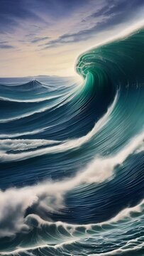 Captivating ocean wave in motion, painting a picture of marine grandeur.